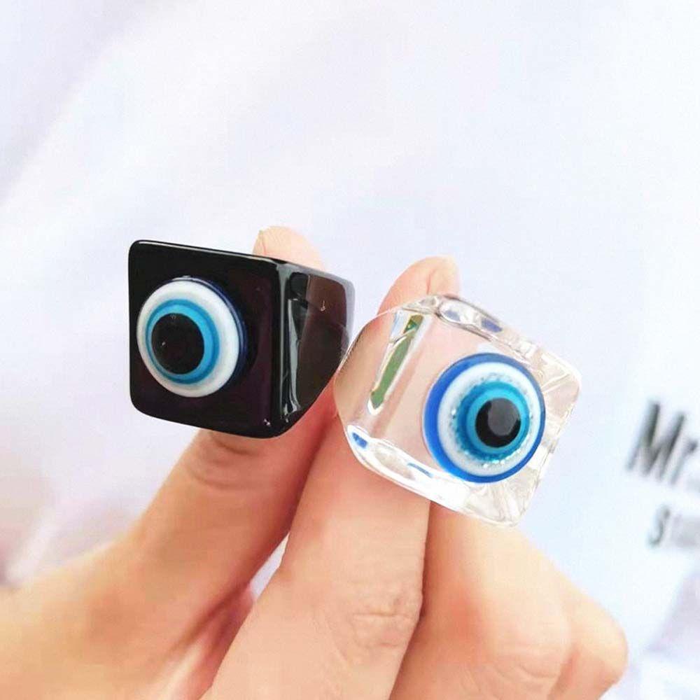 DANILO Nhẫn Hình Mắt Quỷ Màu Trắng / Xanh Dương Bằng Nhựa Resin Thời Trang Unisex