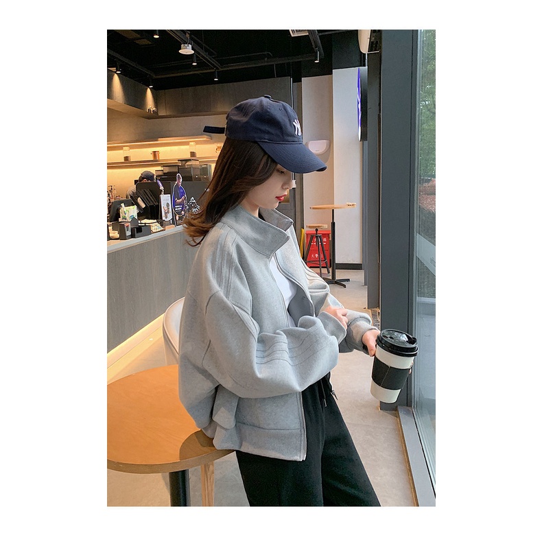 Áo khoác bóng chày cổ đứng thời trang thu đông dành cho nữ