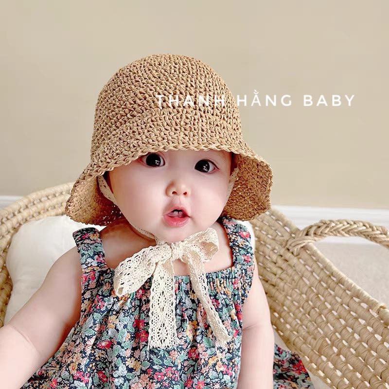 Mũ Cói Trẻ Em Hàn Quốc, Mũ Cói Đi Biển Cho Bé Thanh Hằng Baby 6 Tháng Đến 2 Tuổi