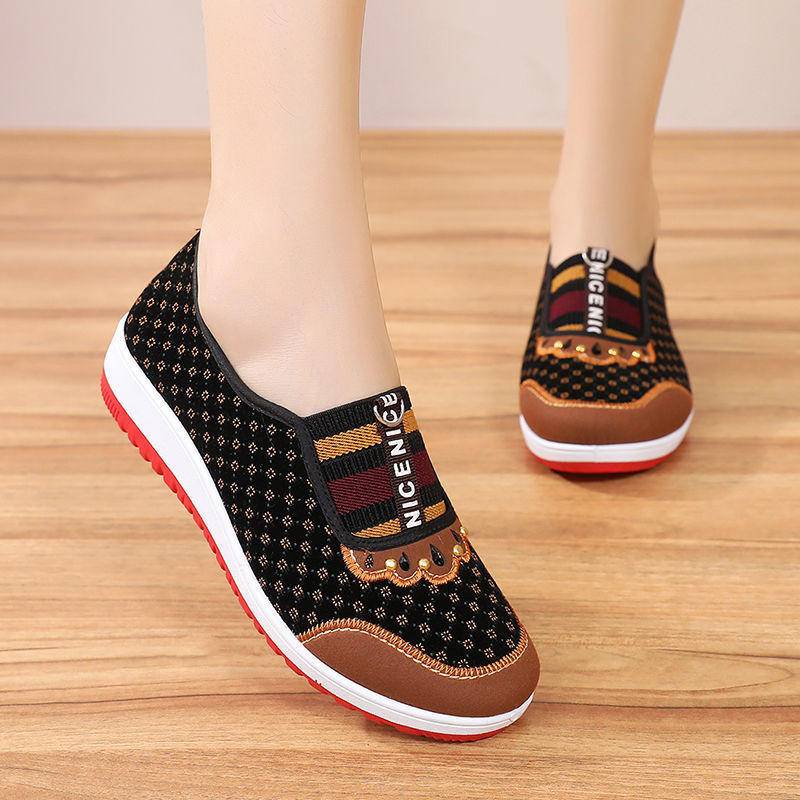 Giày Lười Vải Đế Mềm Chống Trượt Thời Trang Cho Phụ Nữ Trung Niên