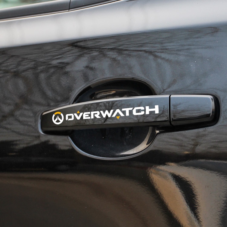 Hàng mới về sticker dán tay cầm xe hơi hình logo game overwatch phản quang mới