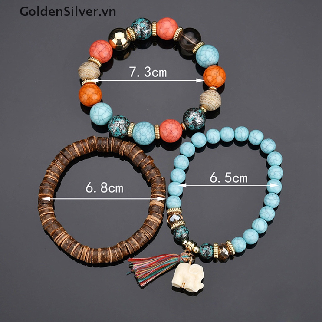 Set 3 Vòng Tay Hạt Phong Cách Bohemia Cho Nữ