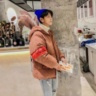 Áo phao Ulzzang nam màu nâu họa tiết cá tính p390