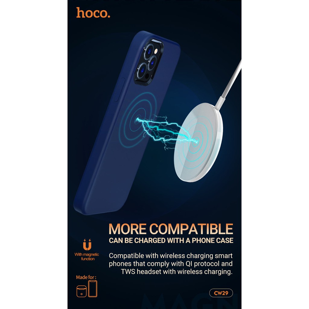 Sạc Không Dây Magsafe Từ Tính 15W Hoco CW29 Cho Iphone 11,12, 12pro, 12pro max - Bảo Hành 6 Tháng