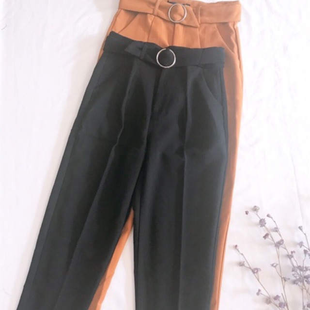 Quần tây baggy kèm nịt khoen tròn Lovi