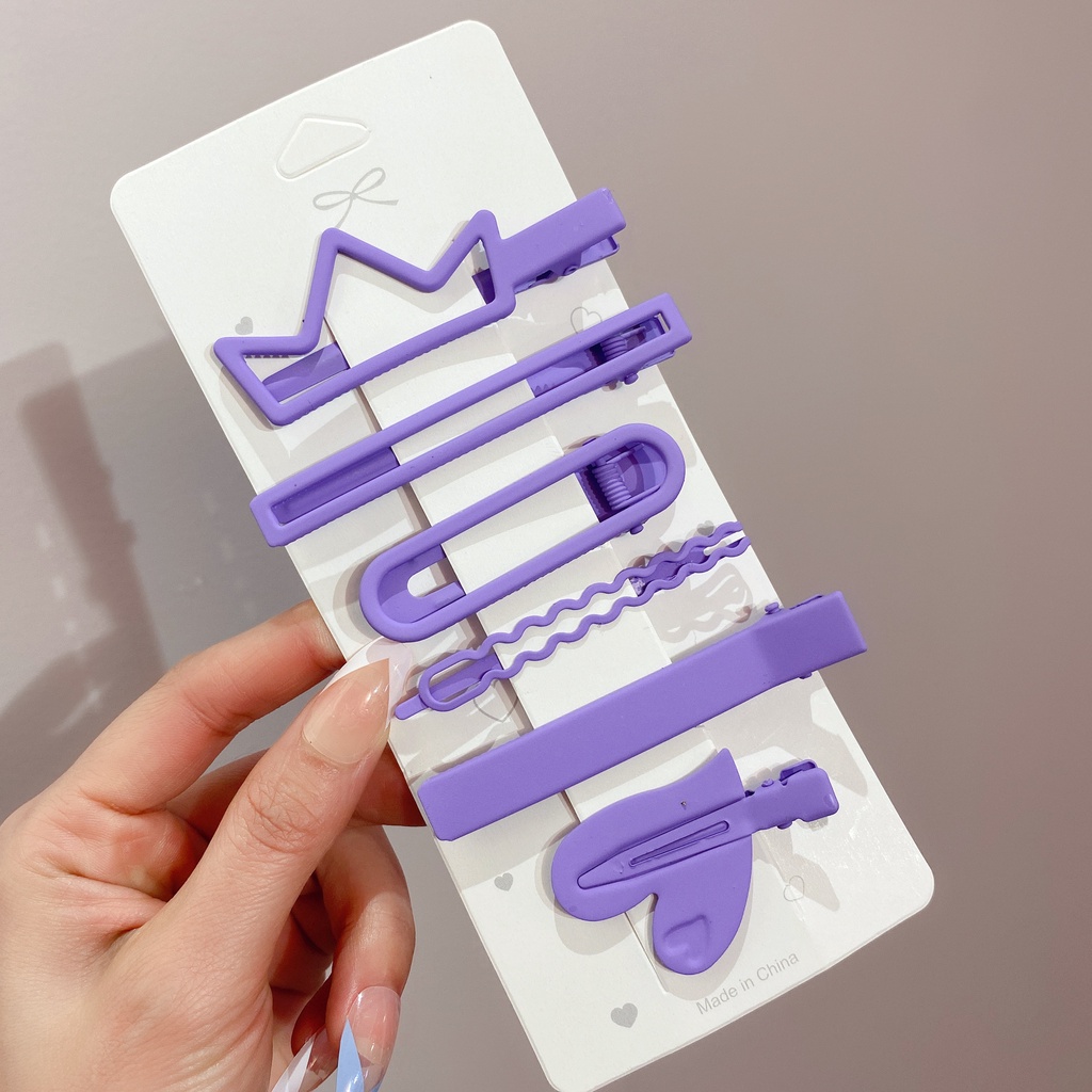 Kẹp tóc nữ kim loại, cặp tóc mái màu tím trend thời trang ulzzang Hàn Quốc Emmer711