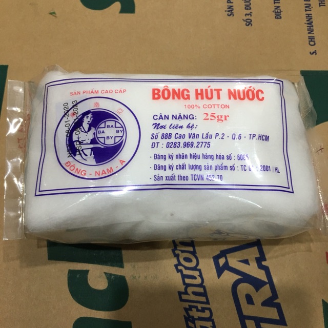 [giao nhanh HCM 1H] BÔNG HÚT NƯỚC 100% COTTON 25G (LOẠI TỐT)