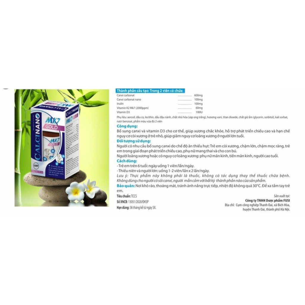 Viên uống Calci Nano Mk7 Gold - Giúp bổ sung Canxi, Vitamin K2, D3 và khoáng chất cần thiết cho cơ thể | BigBuy360 - bigbuy360.vn