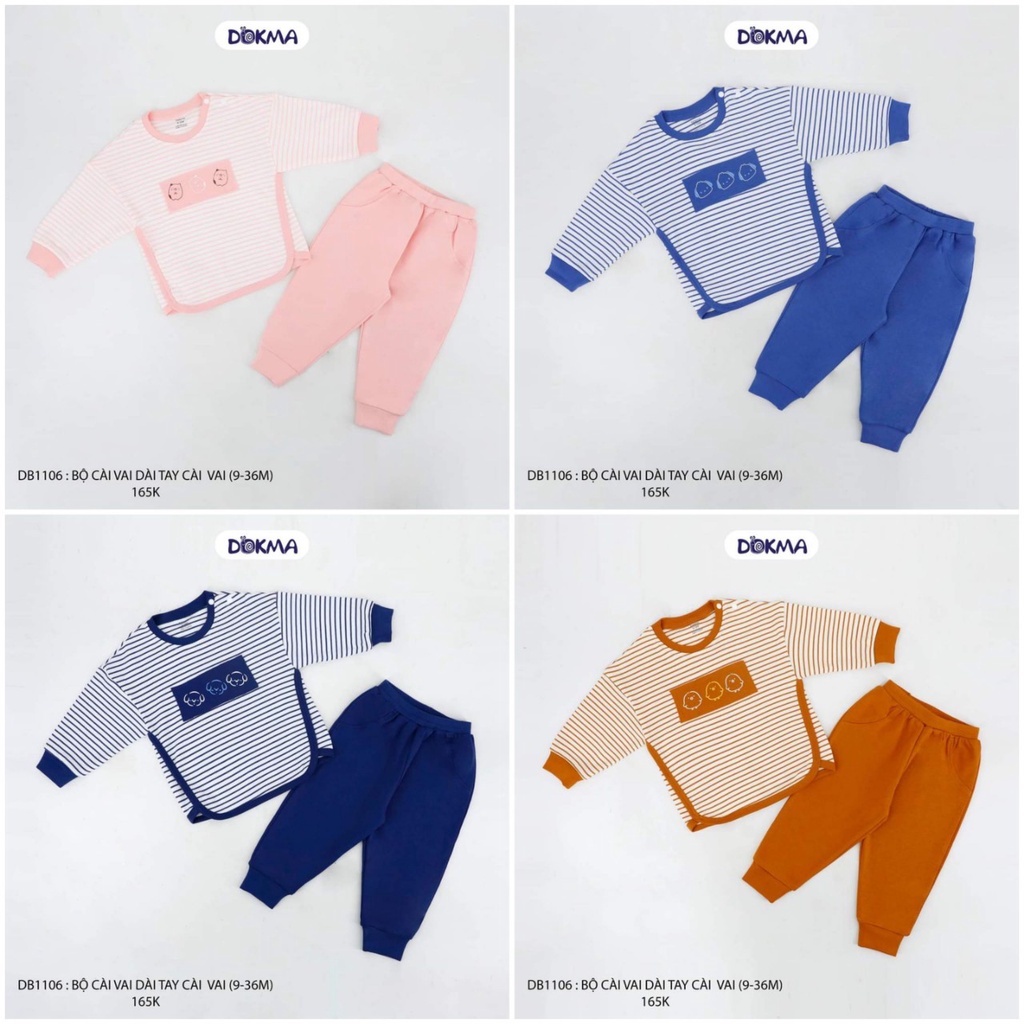 Bộ cài vai dài tay cotton dày Dokma DB1106 (9-36m)