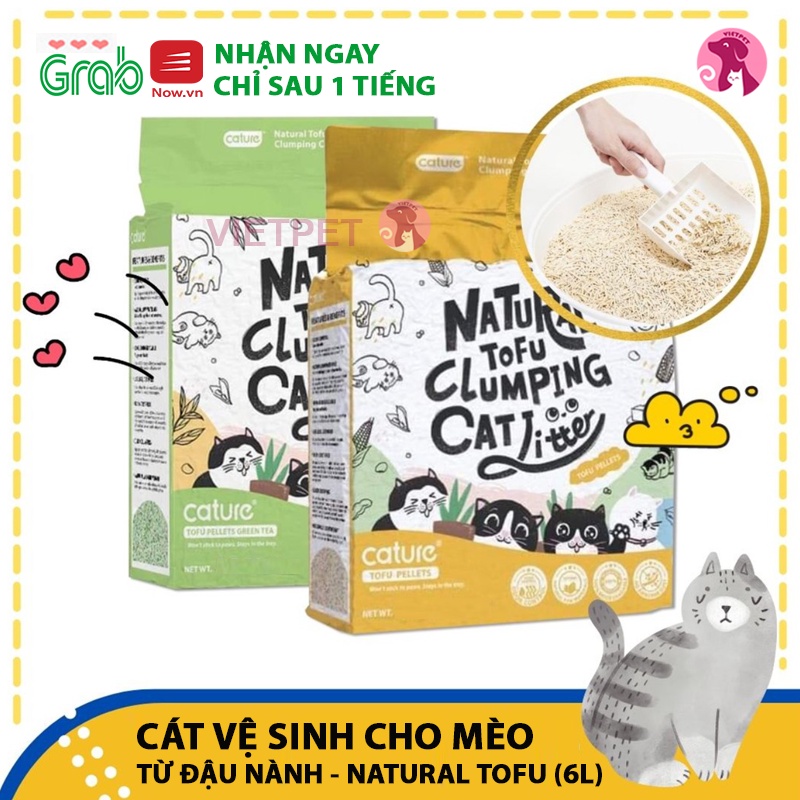Cát vệ sinh cho mèo - Cát đậu nành Cature Tofu cho mèo (Túi 6l/ 2,4kg) (Hàng chuẩn) (Siêu thơm, vón và không bết đáy)