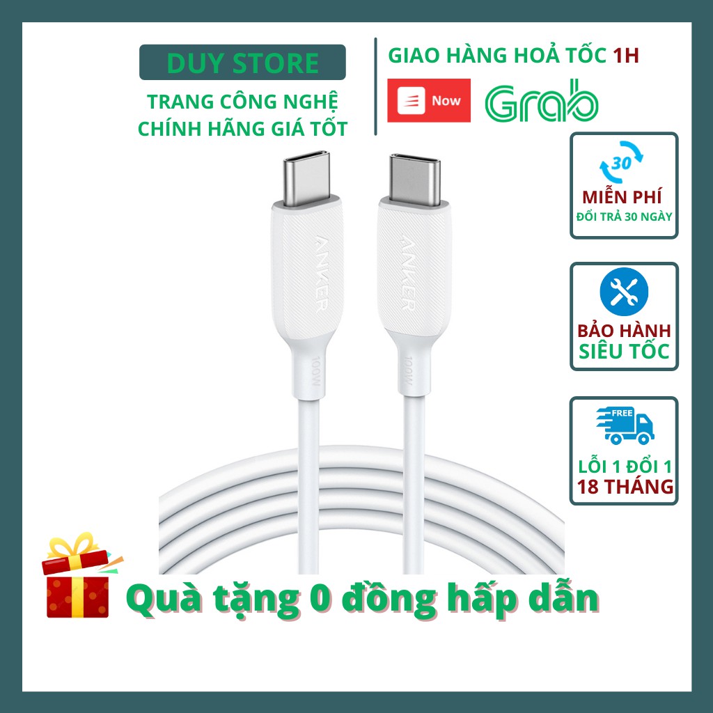 Dây cáp sạc ANKER A8856 cho Laptop ipad PowerLine III Thế hệ 3 Usb-C to Usb-C 2.0 100W ( 20V-5A) duystore