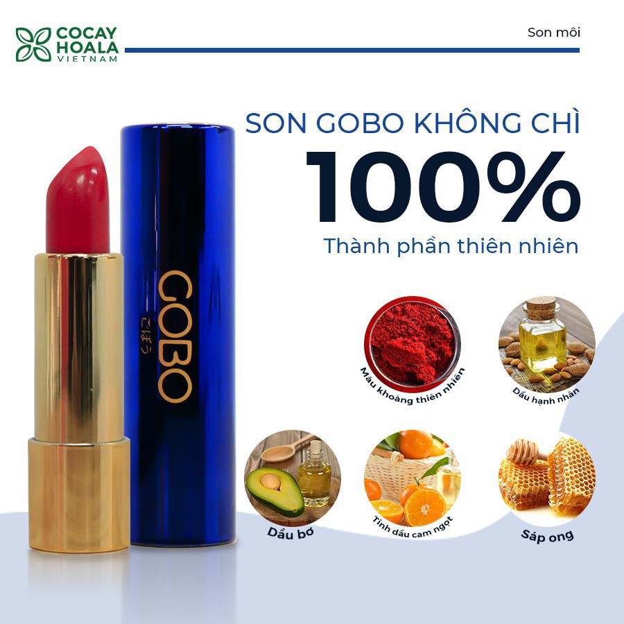 Son môi Gobo Nature matte 4.5g, Son không chì, nguyên liệu thiên nhiên, son an toàn cho Mẹ bầu,bé gái, Đẹp, sang trọng