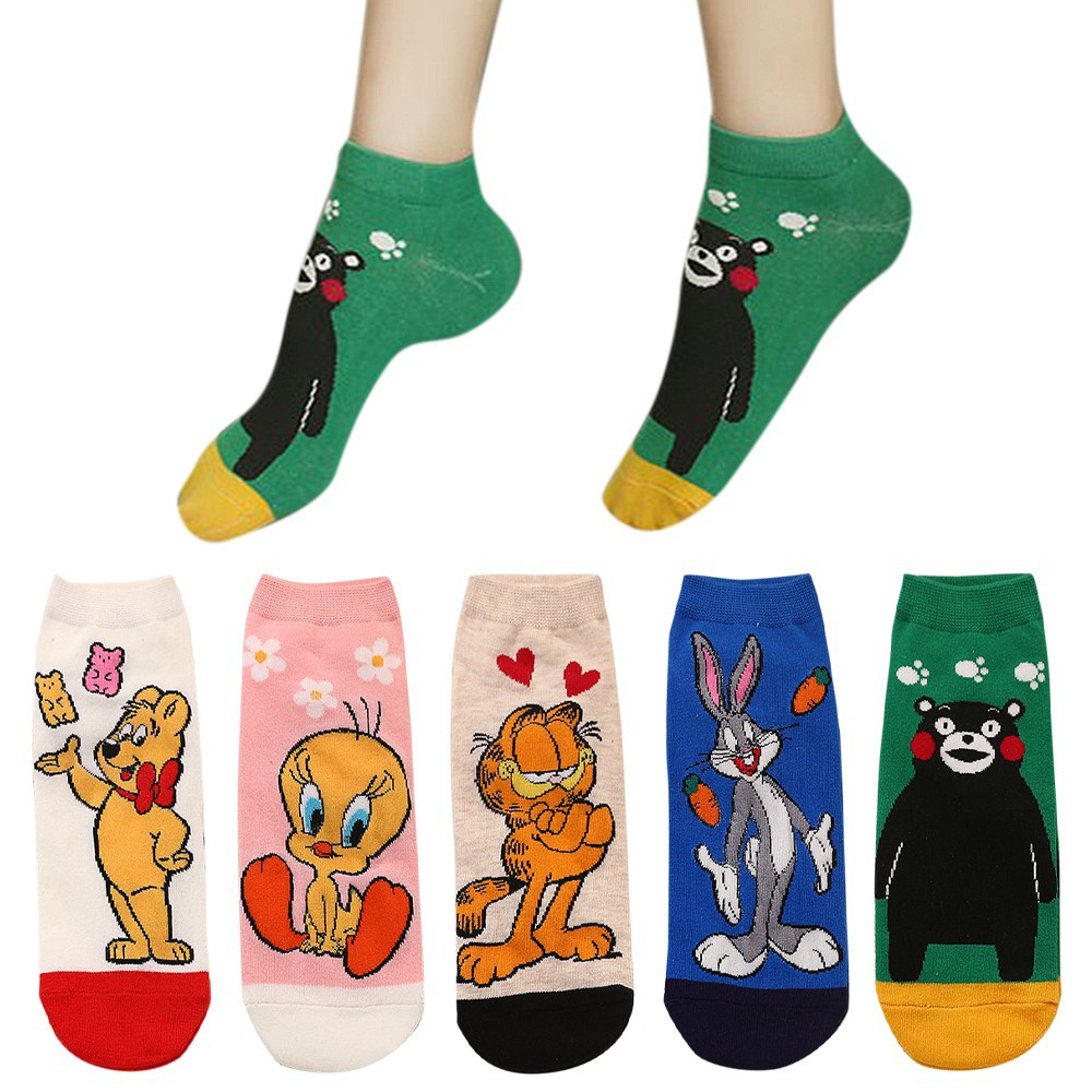 Tất Cotton Cổ Ngắn Hoạ Tiết Hoạt Hình Đáng Yêu Cho Nữ