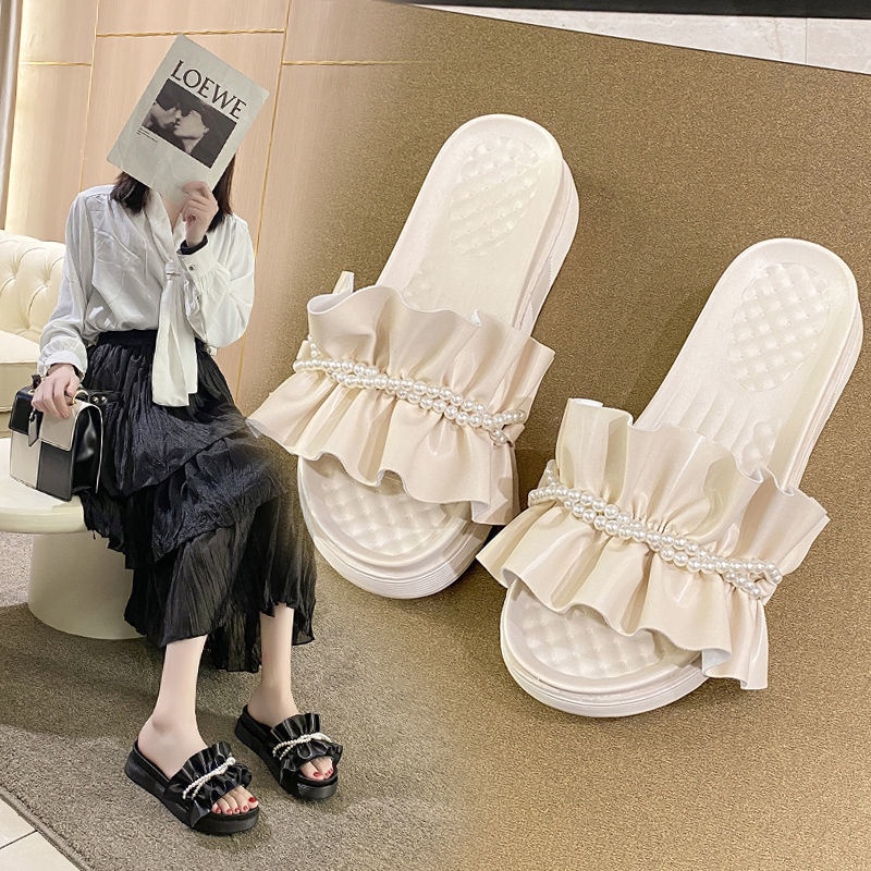 Dép Đế Dày Quai Ren Hoa Thời Trang Mùa Hè Mới