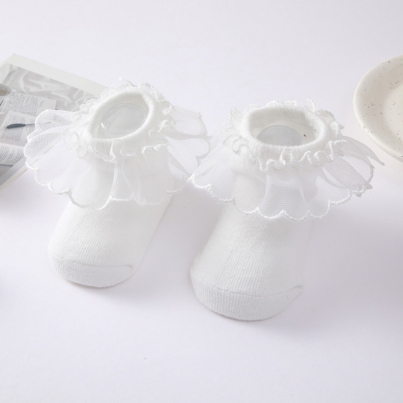 Vớ Cotton Mềm Mại Phối Ren Thoáng Khí Dành Cho Bé Gái