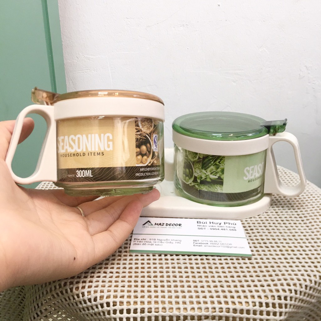 Bộ Hũ Đựng Gia Vị Thủy Tinh -TG2502 (bộ gồm 2 hũ+khay)