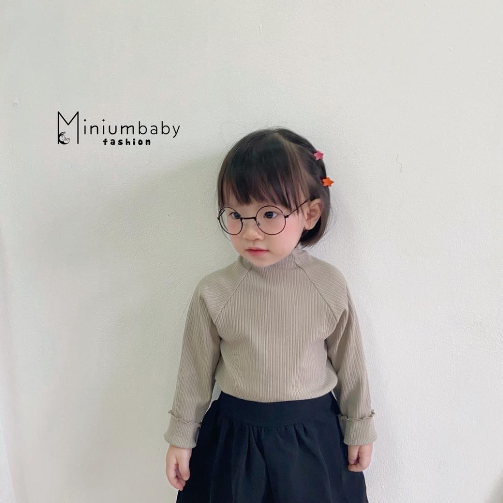 Áo len dài tay thu đông cổ bèo cho bé gái chất 100% cotton len tăm, quần áo trẻ em MiniumBaby-A1058