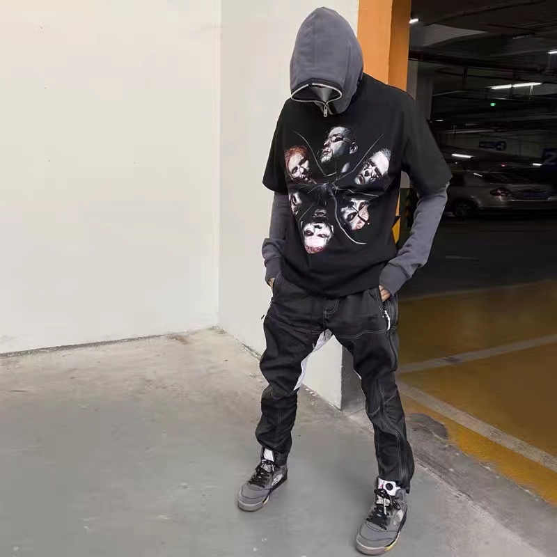 RAMMSTEIN German chariot retro old character head print short-sleeved high street loose casual couple with the same T-shirt