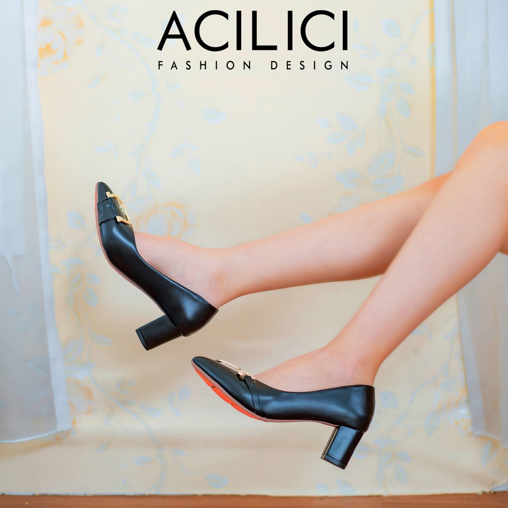 Giày búp bê nữ ACILICI thời trang, giày cao gót nữ cao 5p mũi nhọn đế vuông thiết kế nữ tính thanh lịch chuẩn size_TC048 | BigBuy360 - bigbuy360.vn