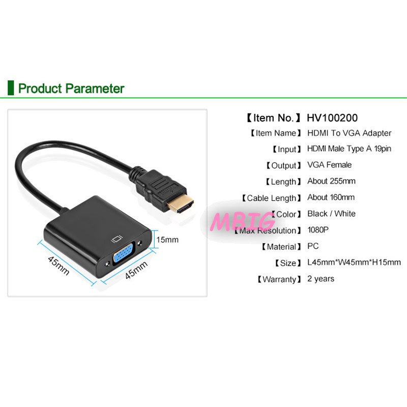 Đầu chuyển đổi cổng HDMI VGA sang cổng VGA cho máy tính , laptop