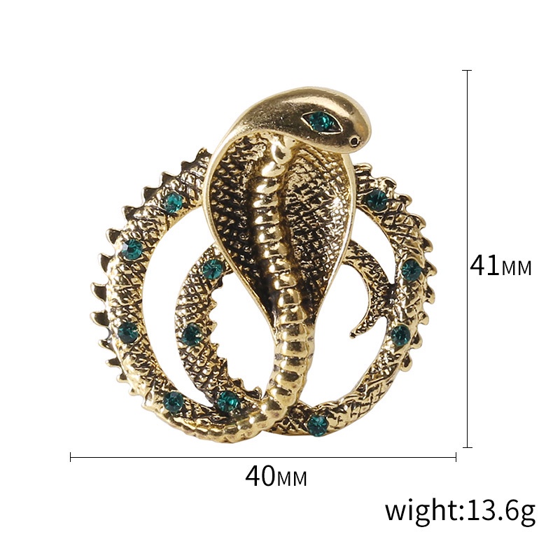 Ghim Cài Áo Hình Rắn Đính Đá Phong Cách Retro Thời Trang