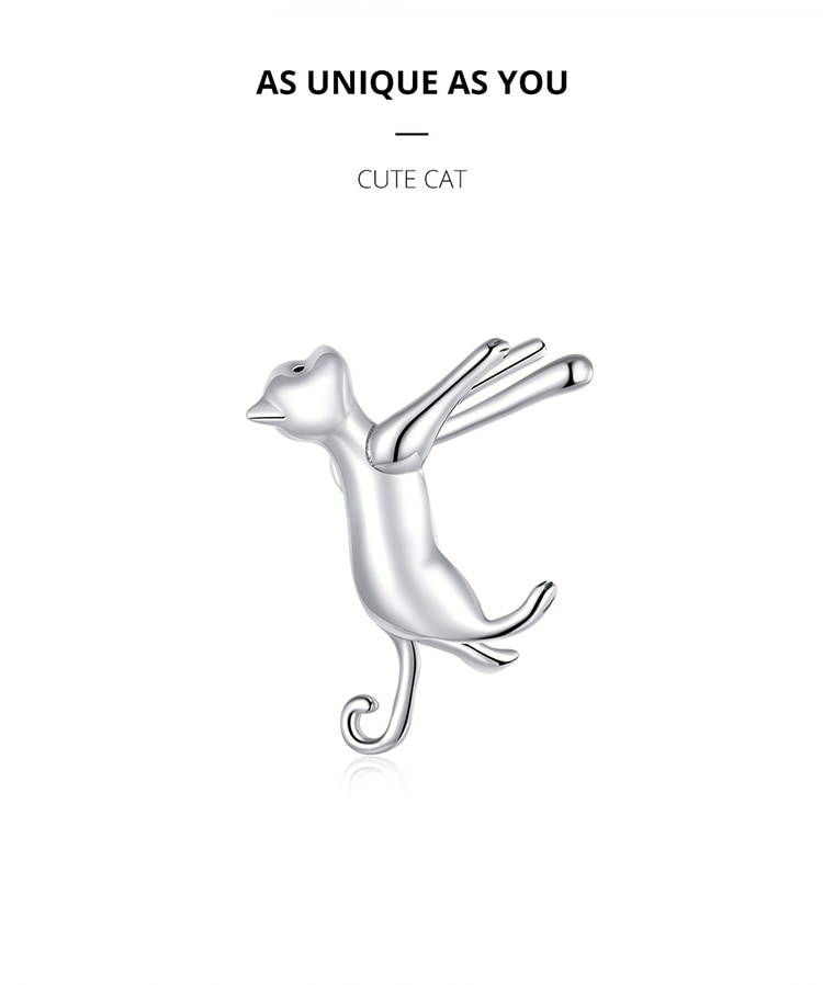 BAMOER 1 Bông Tai bạc 925 Hình Mèo Dễ Thương