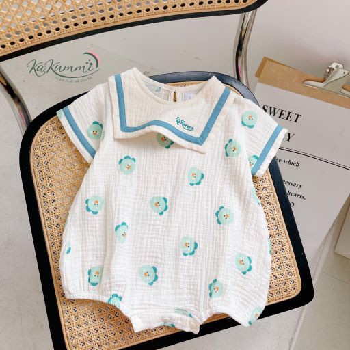 Body cộc tay giả cổ thủy thủ chất liệu xô Muslin  Kakummi