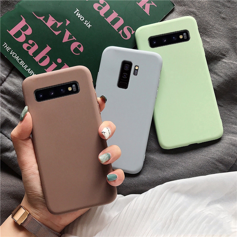 Ốp điện thoại TPU dẻo màu kẹo ngọt siêu mỏng dành cho Samsung Galaxy S9 S8 Plus S7 Edge