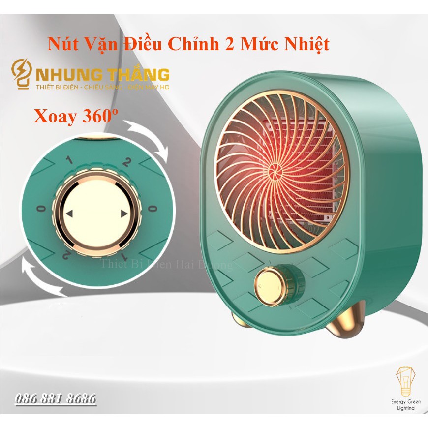 Máy Sưởi Để Bàn MS-66991 - Công Nghệ Sưởi Gốm PTC - Làm Nóng Nhanh -Tích Hợp Tản Gió -Tiết Kiệm Điện