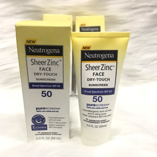 Kem chống nắng Neutrogena Sheer Zinc Face SPF 50 của Mỹ-59ml dành cho da dầu, mụn