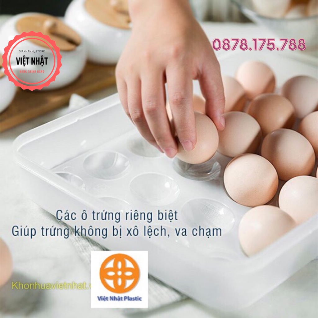 Hộp Đựng Trứng Tủ Lạnh 24 Quả Có Nắp, Khay Đựng Trứng Thông Minh Nhựa Trong Suốt Việt Nhật No6786