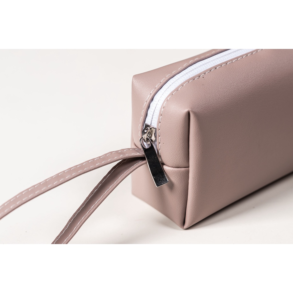 Solid Color Cosmetic Bag Waterproof PU Leather Travel Bag Handbag