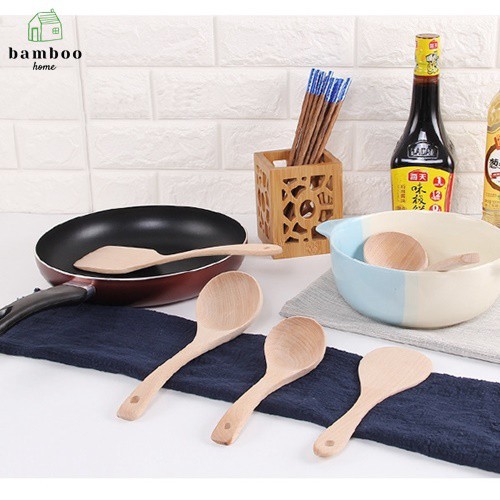 Muỗng gỗ tre BAMBOOO ECO thìa xào nấu chống dính chịu nhiệt tiện lợi nhiều kích thước sản dùng trong nhà bếp nhà hàng