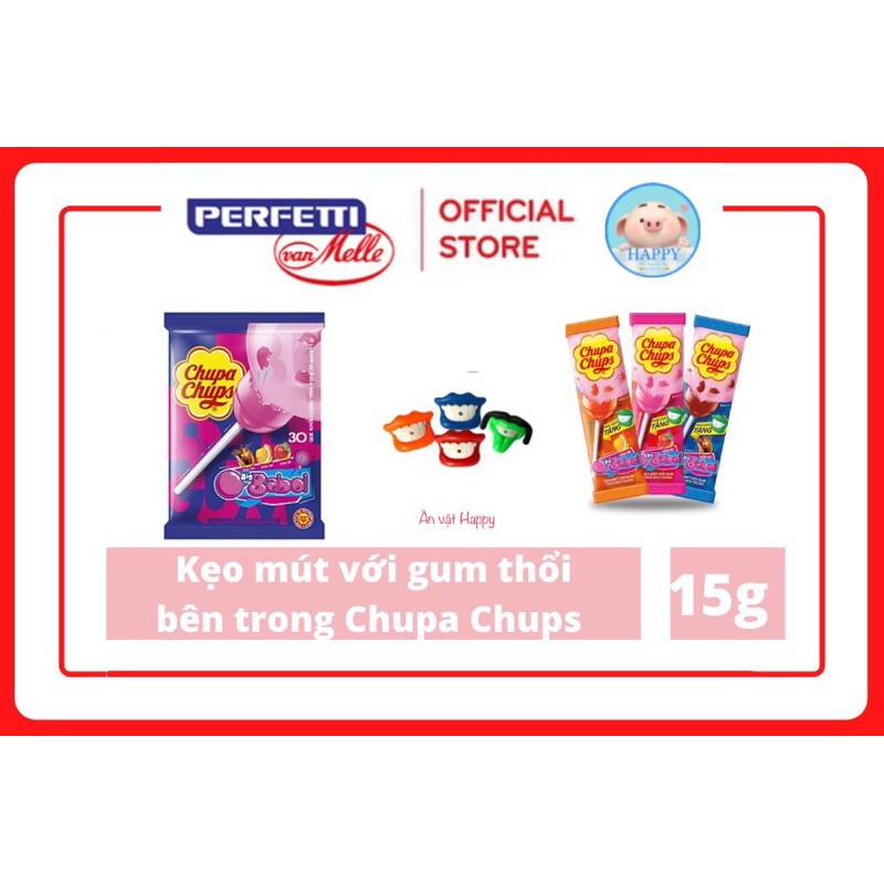 Kẹo mút Chupa Chups với gum thổi bên trong Big Babol [Cola, Dâu, Cam] 15g