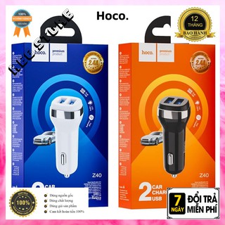 Tẩu sạc Hoco Z40 2 cổng USB Dùng Trên Xe Oto .Cổng Có Khe Cắm Cho Samsung iPhone , Huawei , Vivo , Oppo LG Lenovo Xiaomi
