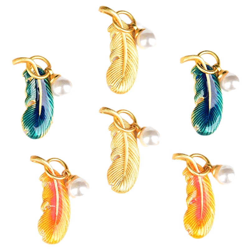 Mặt Dây Chuyền Lông Vũ Nhỏ Giọt Nước Ngọc Trai Tự Làm Thủ Công Mặt Dây Bện Màu Vàng Cát Chống Dị Ứng Có Khả Năng Nhận Diện Màu Sắc Cao Cổ Điển