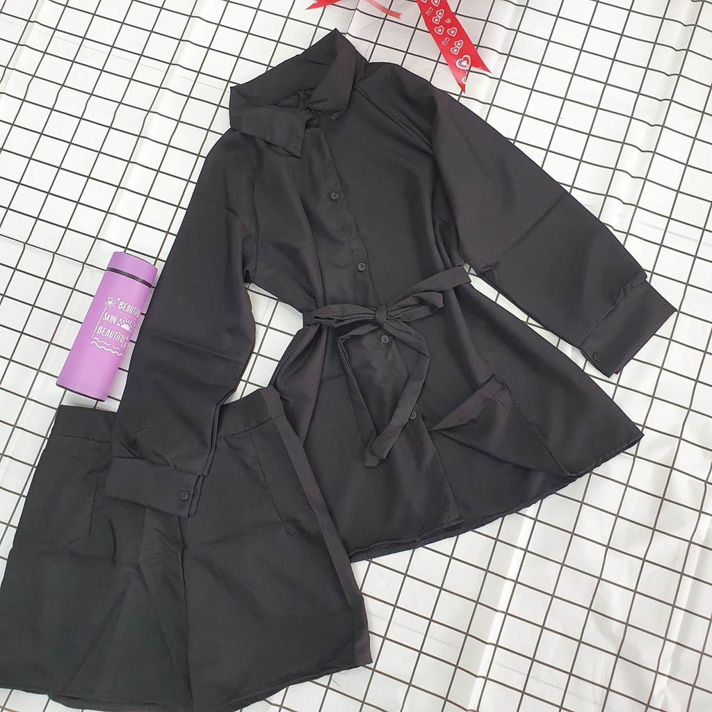 Set bộ Đùi Cổ Bẻ cột nơ eo hot trend tinh tế, SET SƠ MI KÈM QUẦN | BigBuy360 - bigbuy360.vn