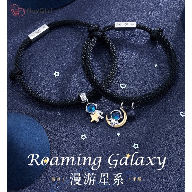 925 bạc sapphire cặp đôi vòng tay không gian