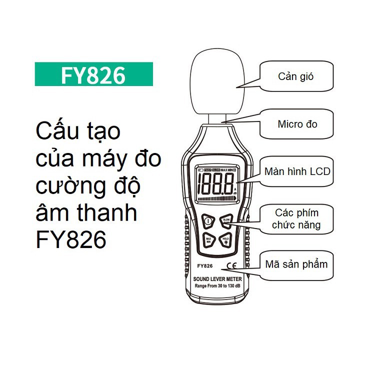 Máy đo cường độ âm thanh FY826 ( Phạm vi đo 30 ~ 130dB )