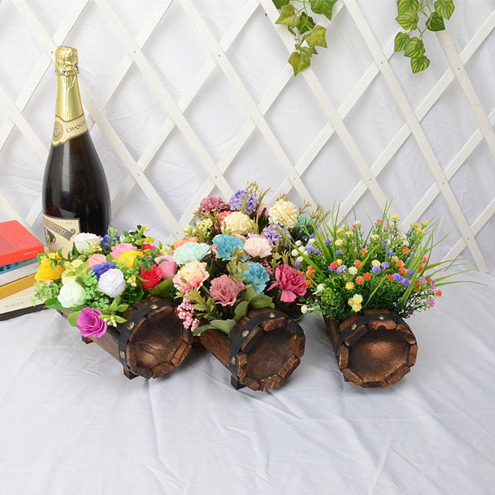 YIYU Chậu Hoa Bằng Gỗ Carbon Hóa Trang Sáng Tạo