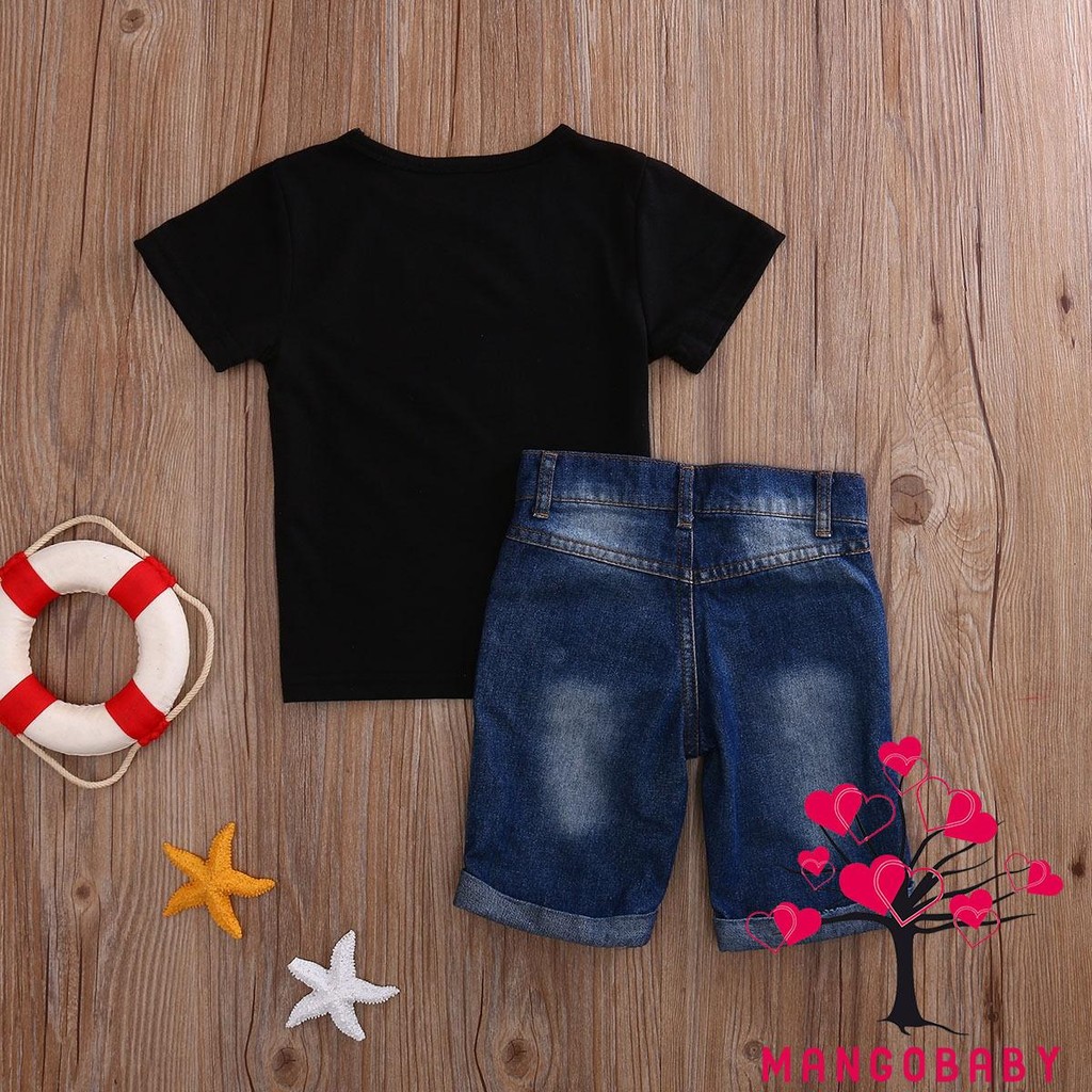 Set 2 Món Áo Sơ Mi Tay Ngắn + Quần Jeans Cho Bé Trai 28m