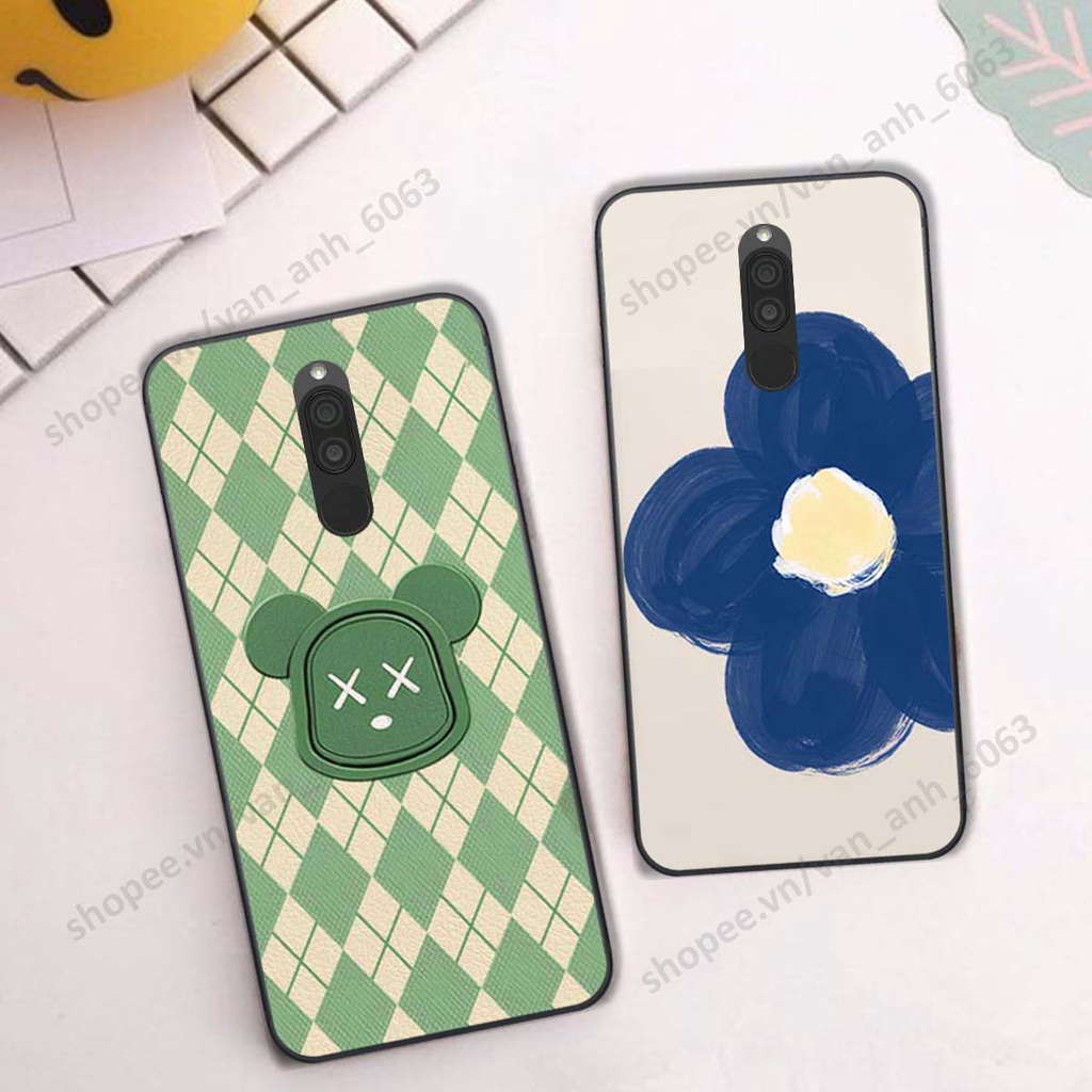 Ốp lưng Xiaomi Redmi 8 in hình hoa, gấu rich bear nghệ thuật, thời trang