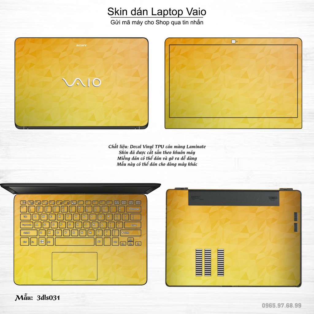 Skin dán Laptop Sony Vaio in hình 3D Color (inbox mã máy cho Shop)