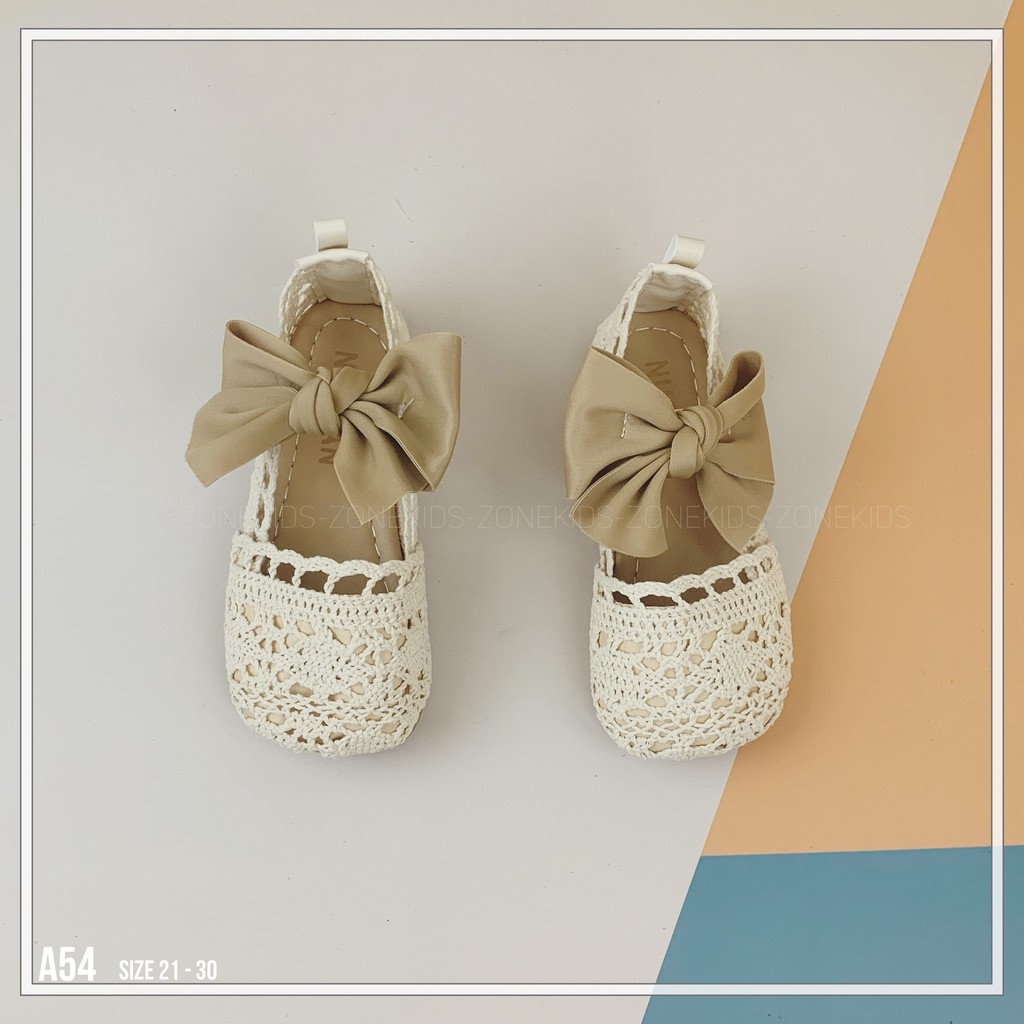 Giày búp bê đính nơ quai cho bé gái Zonekids - A54