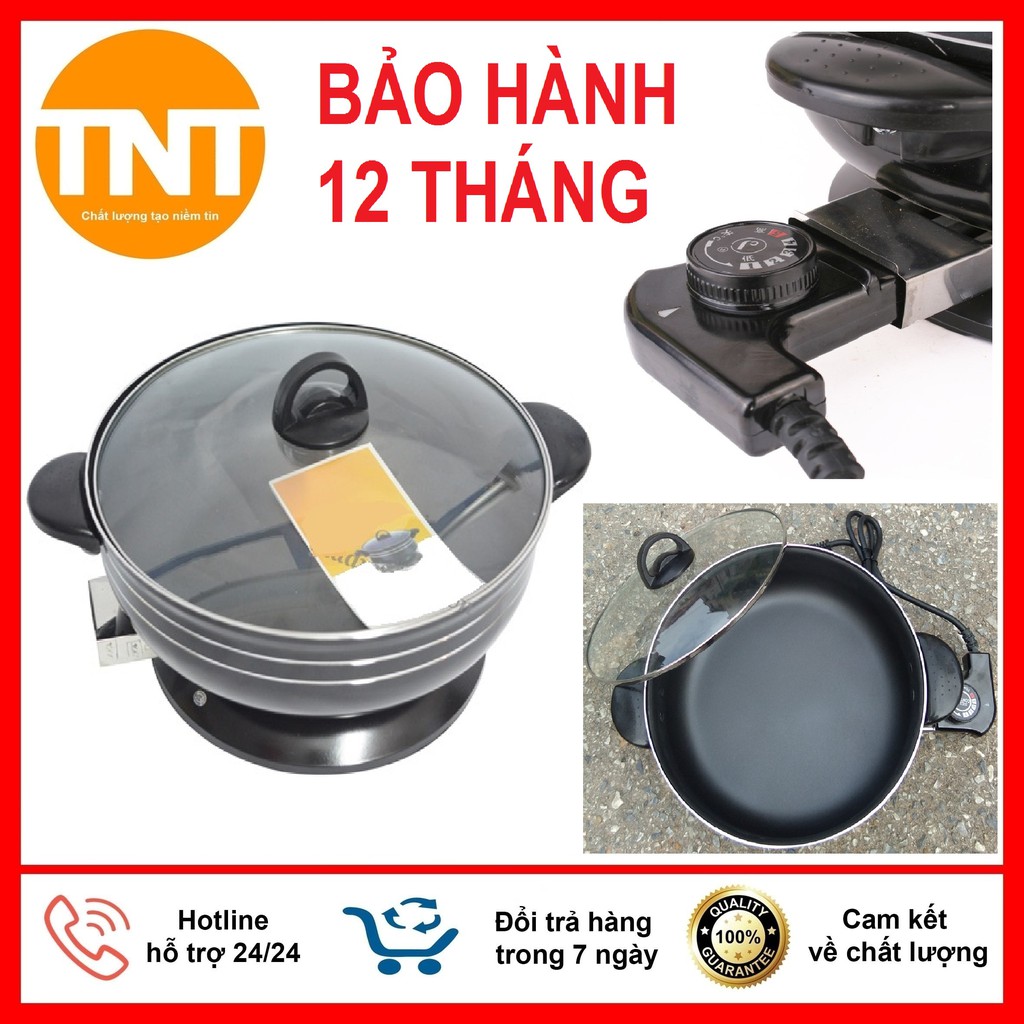 Nồi Lẩu Điện - Chảo Điện Đa Năng Đế Liền An Toàn - Tiện Ích - 3 Kích cỡ