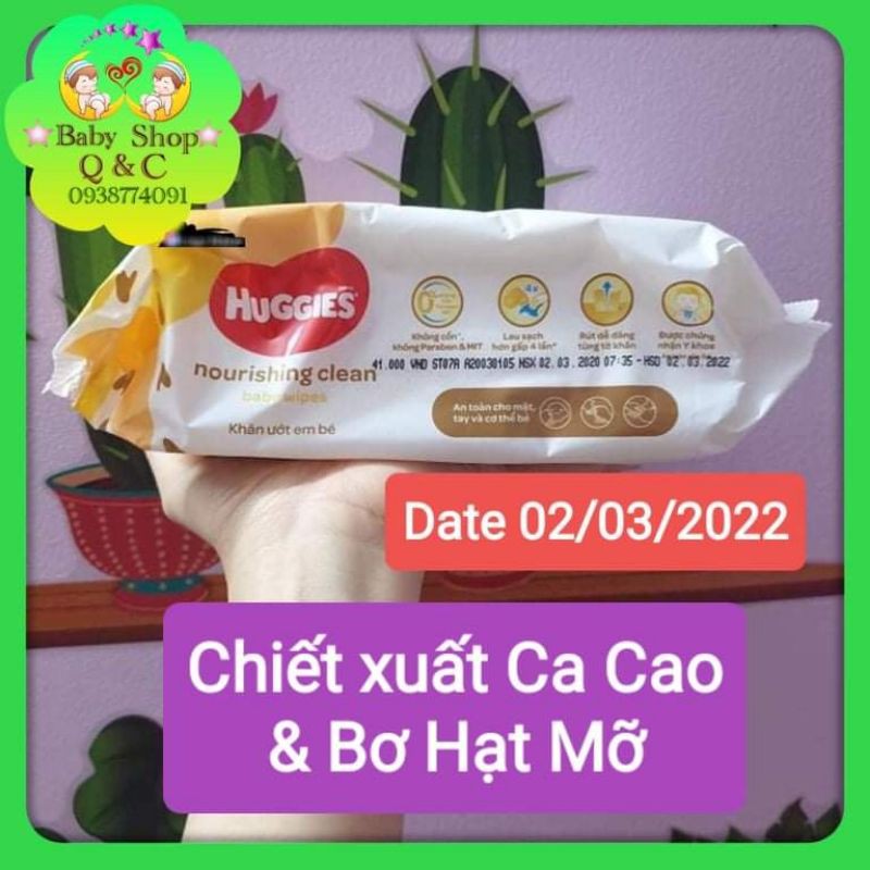 ♨️THÙNG 12 GÓI KHĂN ƯỚT HUGGIES 72 TỜ CHIẾT XUẤT CA CAO & BƠ HẠT MỠ
