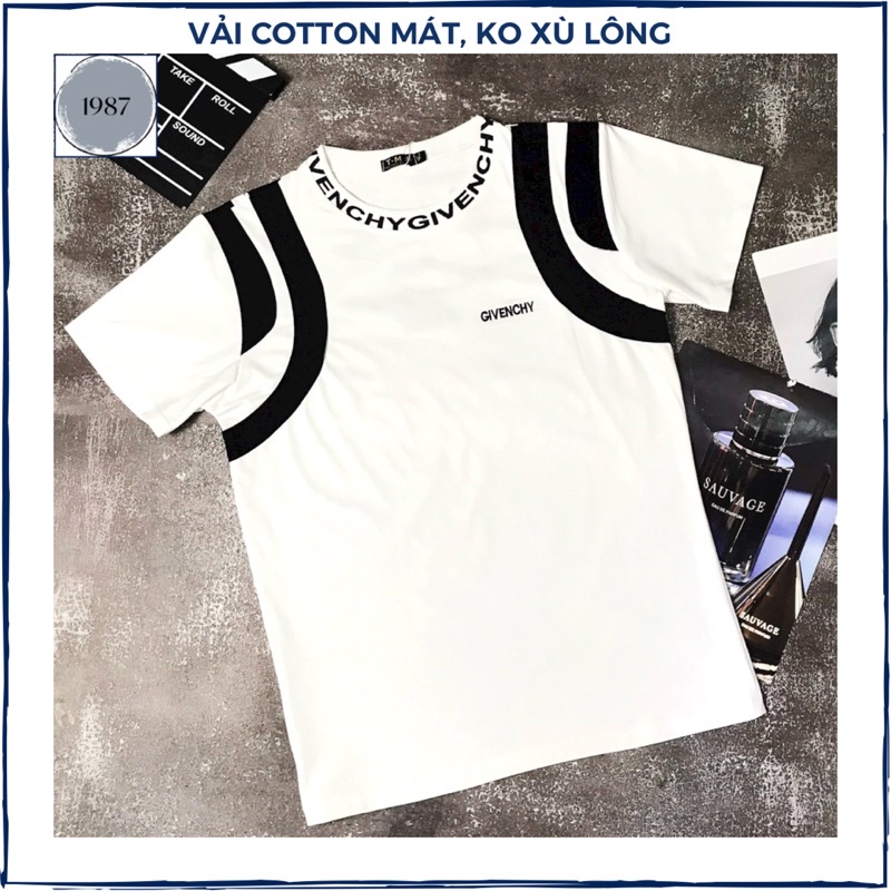 Áo thun nam cổ tròn in hoạ tiết GV vải cotton mát, áo phông nam trung niên áo tặng bạn trai form ôm body