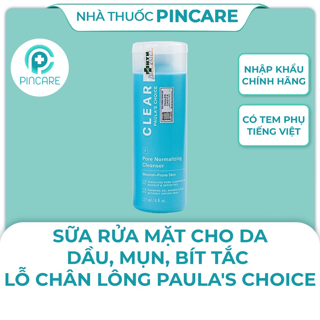 Sữa rửa mặt ngừa mụn, se khít lỗ chân lông Paula’s Choice Clear Pore Normalizing Cleanser 177ml-Hàng chính hãng-PinCare