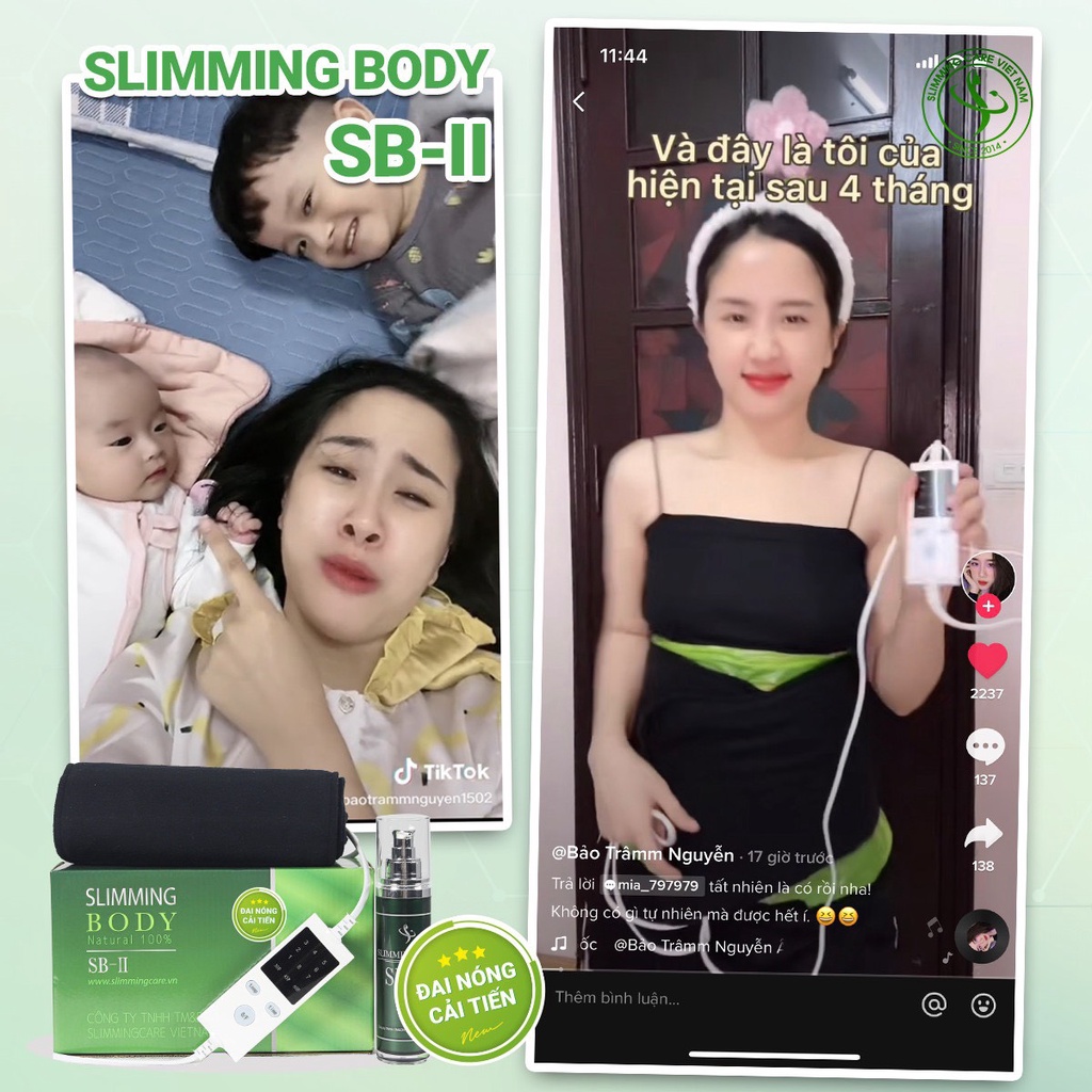 Bộ Ủ Nóng Tan Mỡ Slimming Body 2, Đai Nịt Quấn Nóng Thải Mỡ Thừa, Thon Gọn Eo SB-II Lấy Lại Vóc Dáng Đai Nóng Cải Tiến