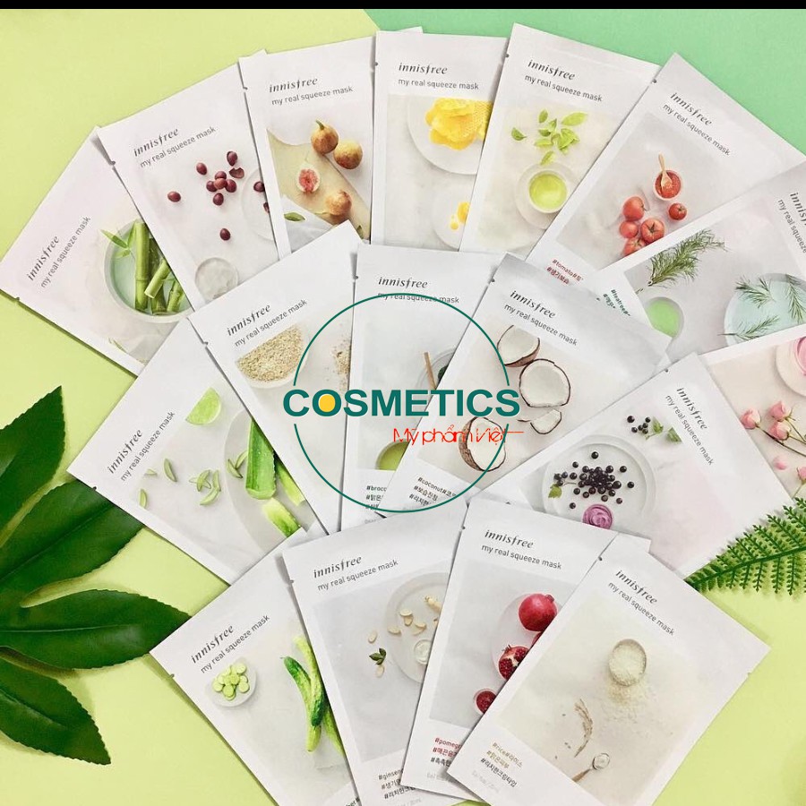 Mặt nạ giấy dưỡng ẩm cho da mặt Innisfree My Real Squeeze Mask 18 vị
